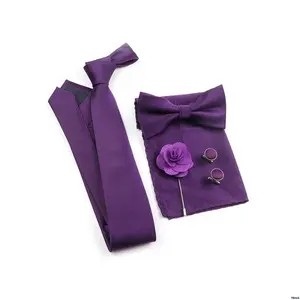 CeremoniesAndDailySuitMatching , + Cufflinks + BowTie + 5pcsMen sBusinessClassicVersatileSolidTie PocketSquare + BroochCombinationSet , SuitableForWeddings