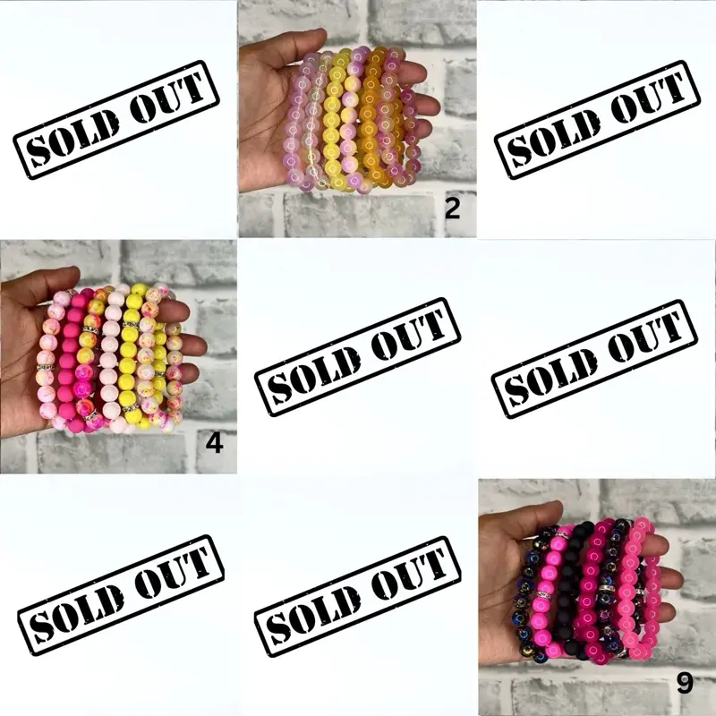 6pc Bracelet Stacks | NO RESTOCKS | ONE SIZE ONLY 18cm/7.5in | Durable Glass Beads | Stylish Stackable Bracelets | Versatile Styling