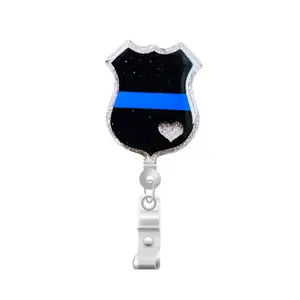 Police Badge Blue Line Badge Reel ~ Retractable Badge Reel ID Holder ~ Customizable ~ Handmade ~ Nurse Badge Reel ~ Teacher Lanyard ~ Magnetic Pin ~ Stethoscope Tag ~ Magnet ~ Phone Grip ~ Tablet Grip
