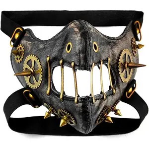 Halloween Costume Skull Mask Scary Masquerade Steampunk Cosplay Punk Half Face Mask Demon Devil Costume Masks Cosplay Carnival