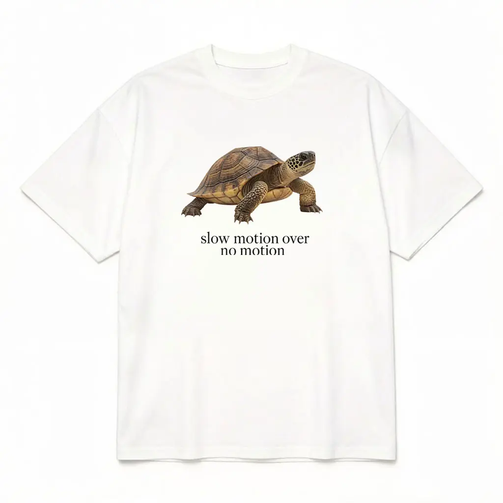 Slow Motion Turtle Shirt - Casual Cotton Retro T-Shirt with Vintage Graphic Design for Men and Women Tshirt White