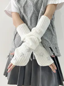 Women's 1 Pair Trendy Star Decor Arm Sleeves, Cute Cozy Warm Arm Sleeves for Daily Wear, Fashion Y2k Accessories for Women & Girls, Winter Gloves