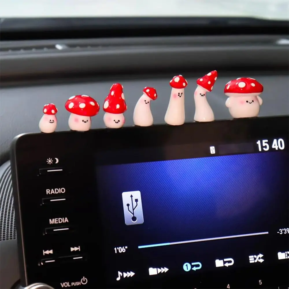 Mini Mushroom Car Decoration, Cute Cartoon Mushroom Design Dashboard Ornament, Automotive Interior Accessories, Car Dashboard Decorations, Car Ornaments, Car Interior Accessory