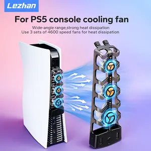 Suitable for PS5 console cooling fan, ultra-quiet cooling, fan speed up to 4600 RPM, supports three-speed wind adjustment, 180°Wide-angle air delivery, intelligent temperature control. Compatible with PS5 console and PS5 gaming accessories