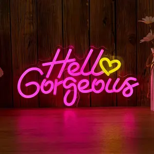 Hello Gorgeous Letter Design Neon Light, 1 Count USB Powered LED Neon Sign, Decorative Neon Light for Home Party Wedding, Neon Accent Lights