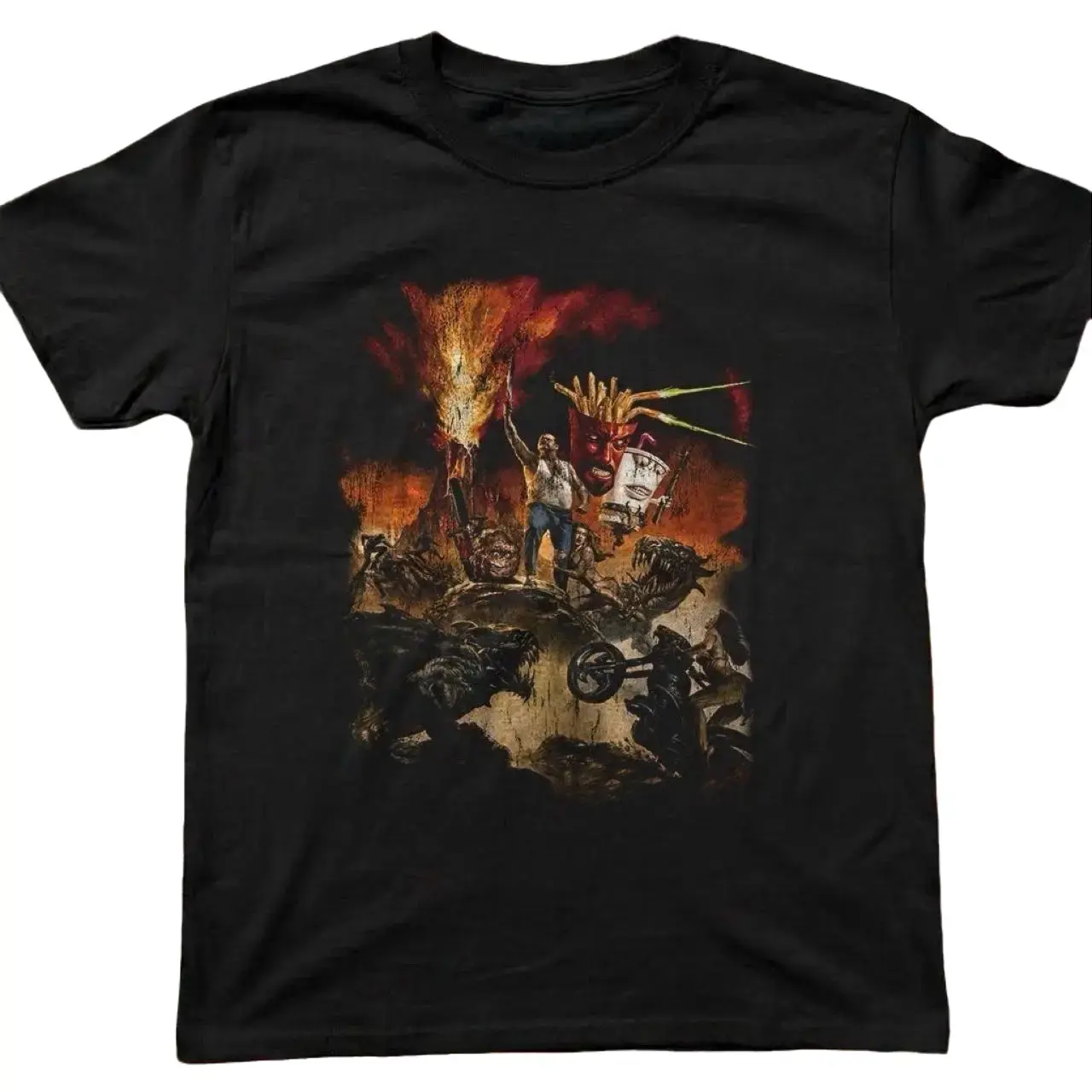 Aqua Teen Hunger Force Apocalypse Graphic T-Shirt, Black Unisex Cotton Tee, Vintage Cartoon TV Show Shirt, Retro Y2K Adult Swim Graphic Tee, Fan Gift