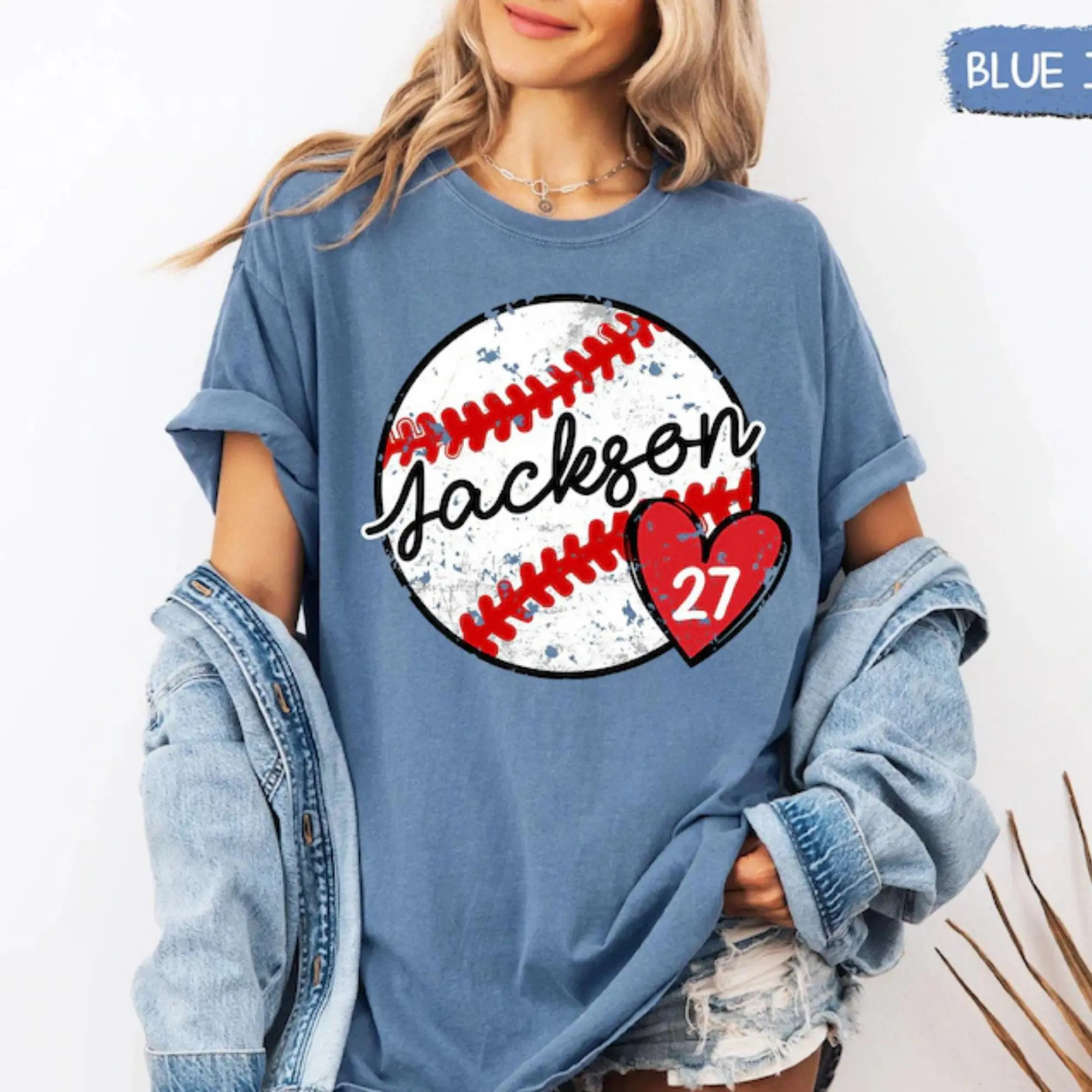 Personalized Baseball Mom Shirt: Baseball Comfort Colors Shirt with Player Name and Jersey Number, Game Day Family Matching Tee