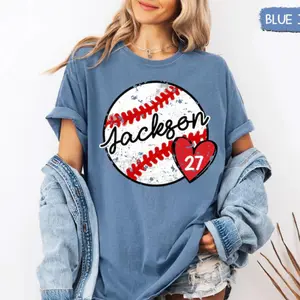 Personalized Baseball Mom Shirt: Baseball Comfort Colors Shirt with Player Name and Jersey Number, Game Day Family Matching Tee