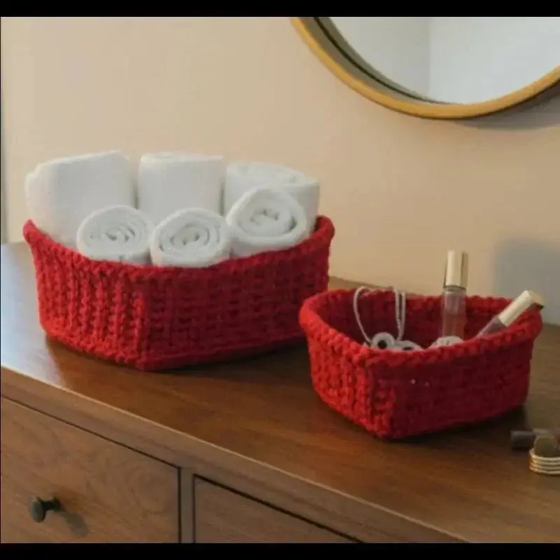 Handmade Craft Heart-Shaped Macrame Cord Storage Basket Set - Multi-Size, Wooden Base, Traditional Home Organizer, Ideal for Jewelry & Keys, Home Supplies Gift
