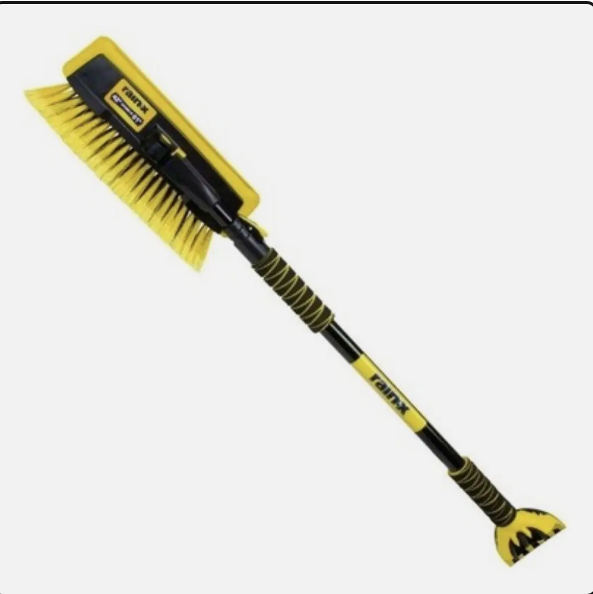Rain-X 61" Extendable Car Snow Broom and Ice Scraper Tool, Black and Yellow,
