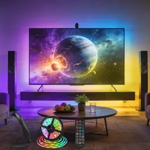 1 kit of 9.8FT gaming lights, Vibrant rgb lighting, TV LED lights USB LED light strips TV LED backlighting color synchronization with a camera to capture the TV screen colors smart 5050RGB+IC wireless remote control for synchronization with music