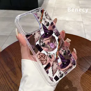 Clear Magnetic Case for iPhone 17 Pro Max 17 Air Witchy Magic Icons  Hard Acrylic Back Soft Edge Four Corners Bumper Shockproof Cover Shell Gift