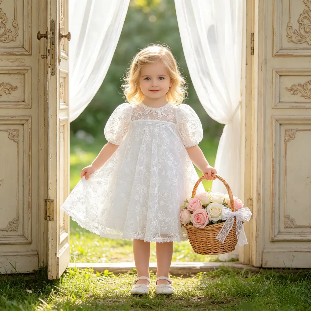 3131 Baby Girl Baptism Dress Lace Christening Gown Flower Bridesmaid Dress Wedding Elegant Guest Dress Suitable For Formal Occasions
