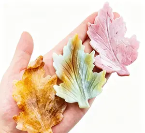 Natural Crystal Hand-Carved Maple Leaf Palm Stone, Growth Transformation Healing Decor & Gift for Crystal Jewelry Accessories Enthusiasts