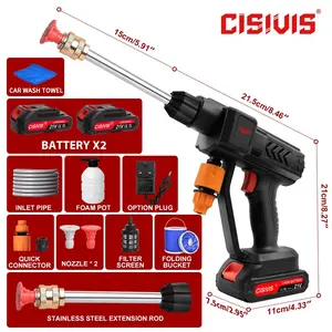 Portable Cordless Pressure Washer with 2 Batteries & Charger - High Power Cleaning Gun for Home, Car, and Outdoor Use - Lightweight and Easy to Use