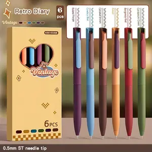 1PC Retro Vintage Colorful Gel Pen Set in Morandi Shades, Large Capacity for Students, Perfect for Journaling & Note-Taking