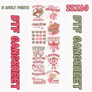 DTF RETRO WESTERN VALENTINES GANGSHEET (22X60) Decor Poster