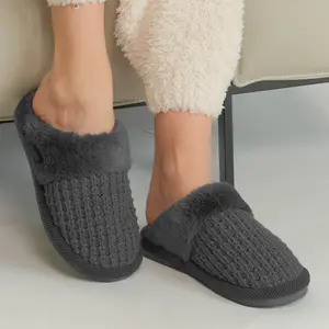 C.C Waffle Knitted Slippers Comfort Tsinelas Fur Women's Winter Indoor/Outdoor Casual Slippers, Slide Flipflop Footwear Women's Fluffy Luxury Slippers Walking Shoes Girl Soft Stylish