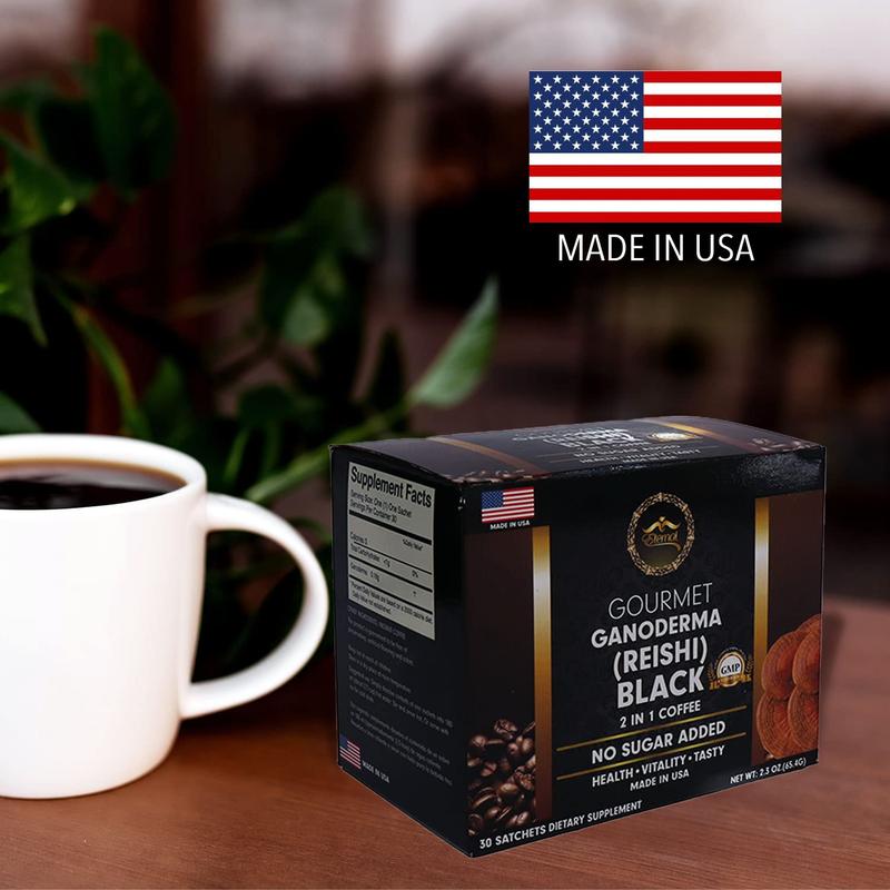Eternal Gourmet Ganoderma (REISHI) Black Coffee 2 in 1 Made in USA Cafe Negro con Ganoderma Eternal Beverage Nata de ganoderma (Pack of 6)