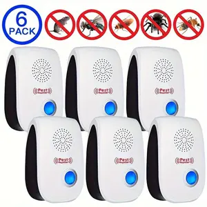 6-Pack Ultrasonic Pest Control Repeller, Plug-In Electronic Dual-Mode Multifunctional Indoor Repellent for House, Kitchen, Garage Against Roaches, Spiders, Ants, Bugs, Mosquitoes, Mice