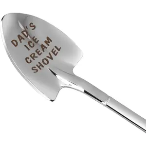 Funny Engraved Stainless Steel Ice Cream Spoon Scoop Shovel Ideal Father's Day Birthday Gifts for Dad from Daughter for Ice Cream Lovers
