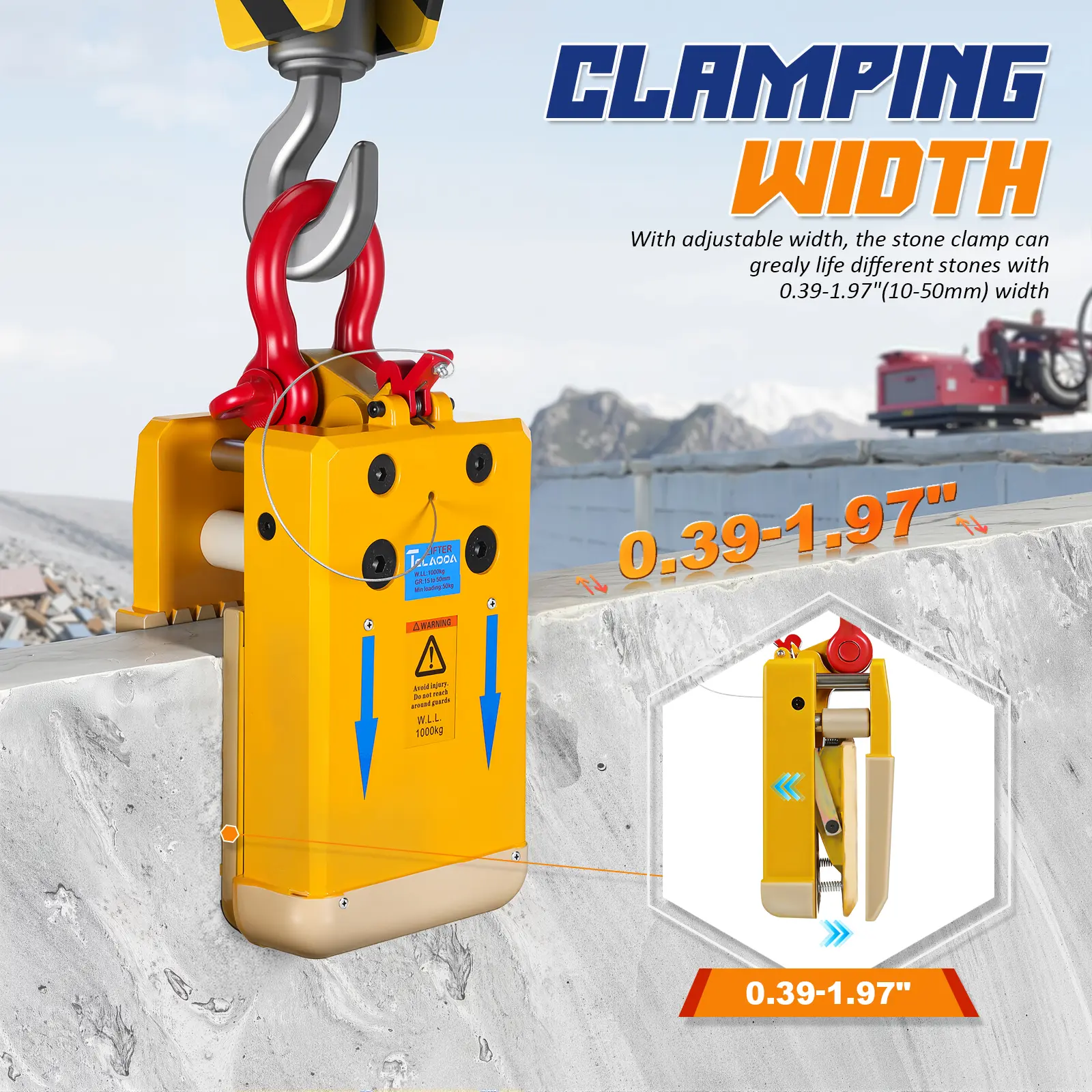 Heavy Duty Steel Plate Clamp, Vertical Lifting Clamp for Steel Plates, 2200lbs Load Capacity Lifting Tool for Construction, Rigging & Material Handling