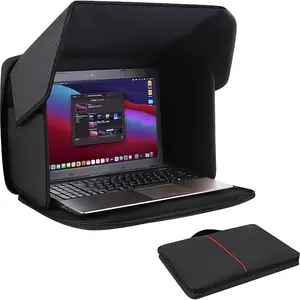 Folding Laptop Sunshade & Privacy Cover - Anti-Glare Portable Sunshade with Built-in Privacy Cover, Lightweight Laptop Sleeve for Outdoor, Travel, Office, Home Use - Compatible with All Devices - Comes with Organizer Pouch and Laptop Sleeve, Stylish Tech