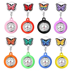 Silicone Nurse Watch with Retractable Pull Cord, Silicone Fob Pocket Watch, Quartz Clip-On Work Watch for Nurses & Medical Staff