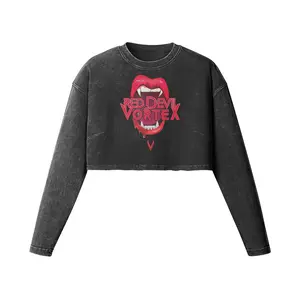 HEAVY CROPPED HOODIE - Red Devil Vamp Lady