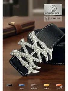 Premium Men's Automatic Ratchet Belt | Bling Crystal Buckle PU Leather Waistband | Multi-Color