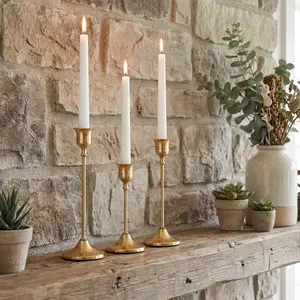 Aluminium Pink & Black Candlestick Holders, 3-Piece Set for Home & Event Decorations