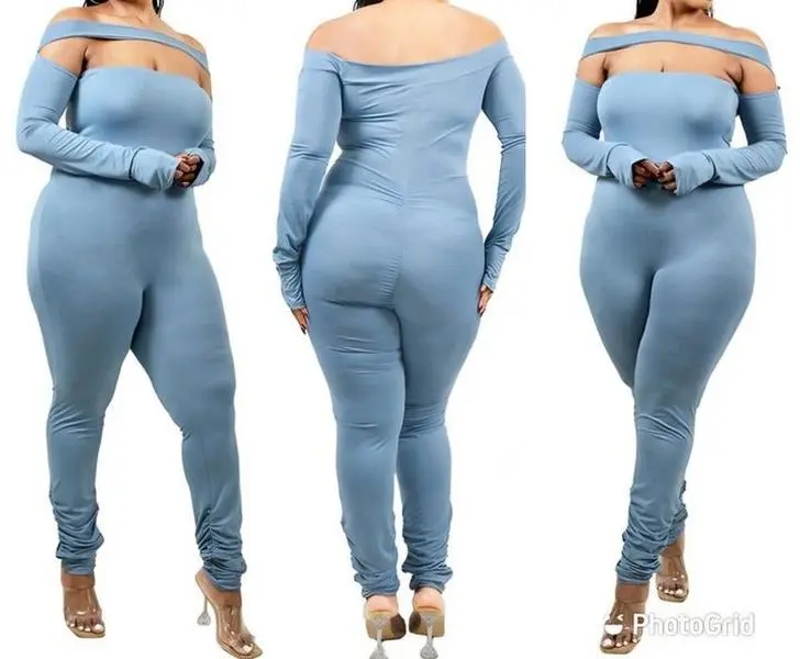 PLUS SIZE OFF SHOULDER JUMPSUIT