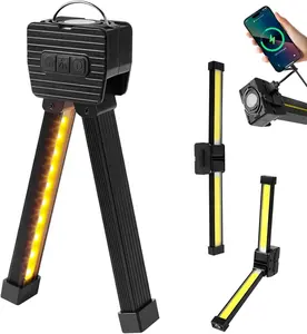 Gym Lamp, Portable Gym Lighting for Posing, Magnetic Work Light Rechargeable, Gift for Men/Women, 180° Rotate Foldable with Hang Hook Camping Lamp, USB Power Bank LED Handheld Flashlight-Black