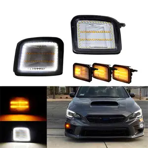 2PCS Clear Lens Sequential Amber LED Front DRL Signal Lights For Subaru WRX STI 2015 2016 2017 Replace OEM 84912VA120，84912VA130