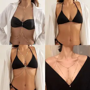 Women's Layered Chain Body Jewelry | Dainty Gold Silver Statement Necklace for Party Festival Summer Fashion