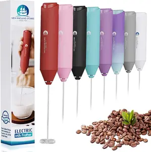Powerful Milk Frother Mini Handheld Foam Maker for Coffee Whisk Drink , Cappuccino, Latte, Matcha, Hot Chocolate, No Stand, Red
