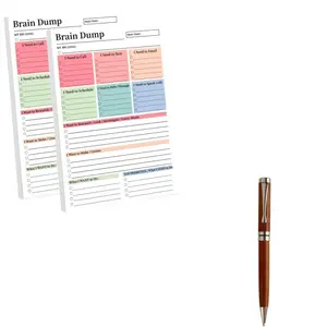 2-Piece Set Non-Slip Wooden Grip Business Signature Pen, Replaceable Ink Core, Vintage Gift Box, A5 Planner Notebook, Office & Learning
