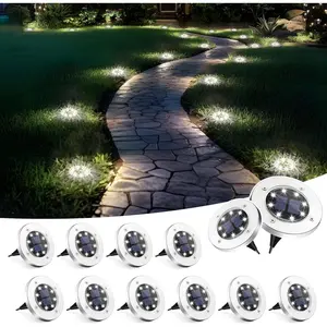 Solar Lights Outdoor , 12 Pack Solar Ground Lights, Solar Garden Lights Landscape Lighting for Pathway Driveway Patio Backyard Walkway (Cool White)