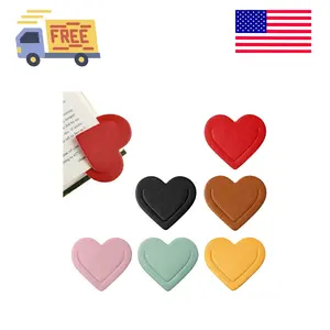 6 Pieces Leather Heart Bookmarks, Cute Corner Bookmark, Book Page Marker Clip Reading Gifts