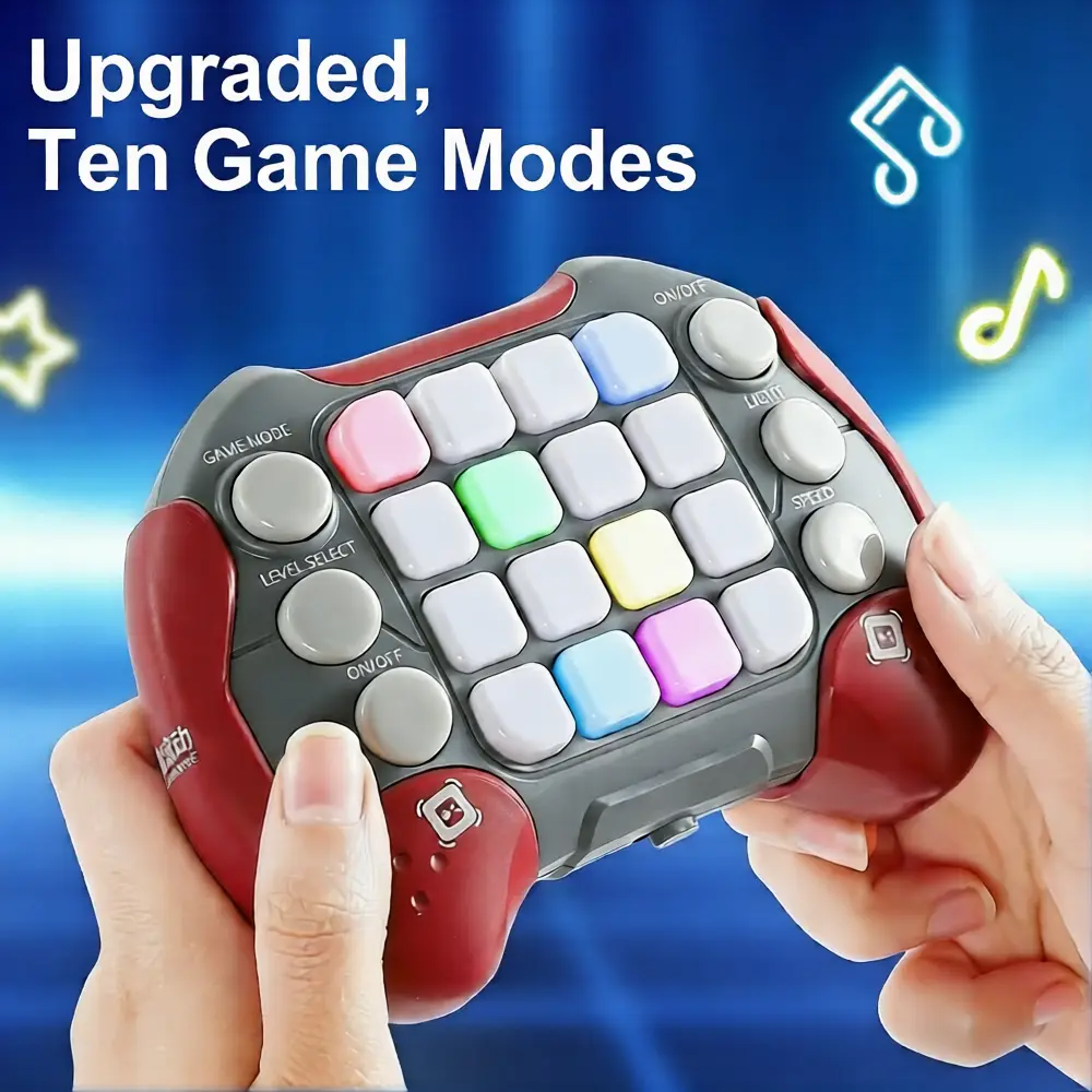 Upgraded Handheld Electronic Memory Game Console, Light-Up Button Puzzle & Reflex Training Game Pad with 10 Game Modes, Portable Interactive Music & Color LED Brain Training Toy for Kids & Adults, Travel Stress Relief Game
