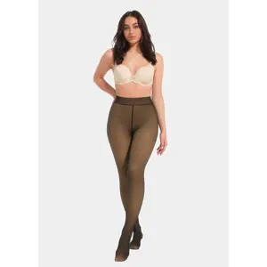 Auralin™ WinterSoft Fleece-Lined Pantyhose 220g/300g - Deep Winter Style, Plain Pattern, Cozy Comfort, High-Rise Waistband, Semi-Sheer Finish, Everyday Warmth - Womenswear