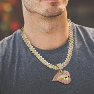 Miami Cuban Link Chain for Men Silver Gold Plated Iced Out Diamond Hip Hop Necklace Bling Jewelry Statement Piece Gift Idea