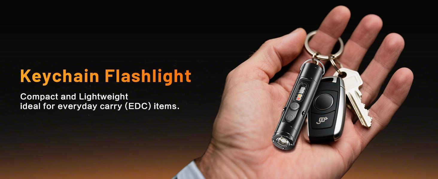 Pocket Rechargeable EDC Flashlight:6-in-1 Rechargeable Keychain Torch, 500 Lumens COB Light with UV, Magnetic Base, Window Breaker, Compact EDC Survival Tool for Camping, Car, Travel & Gift
