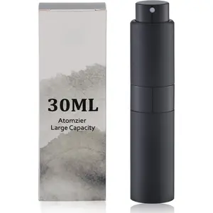 Perfume Atomizer Refillable Travel Bottle: Cologne Portable Sprayer for Men - Mini Spray Empty for Refill - 1oz Large Size Black
