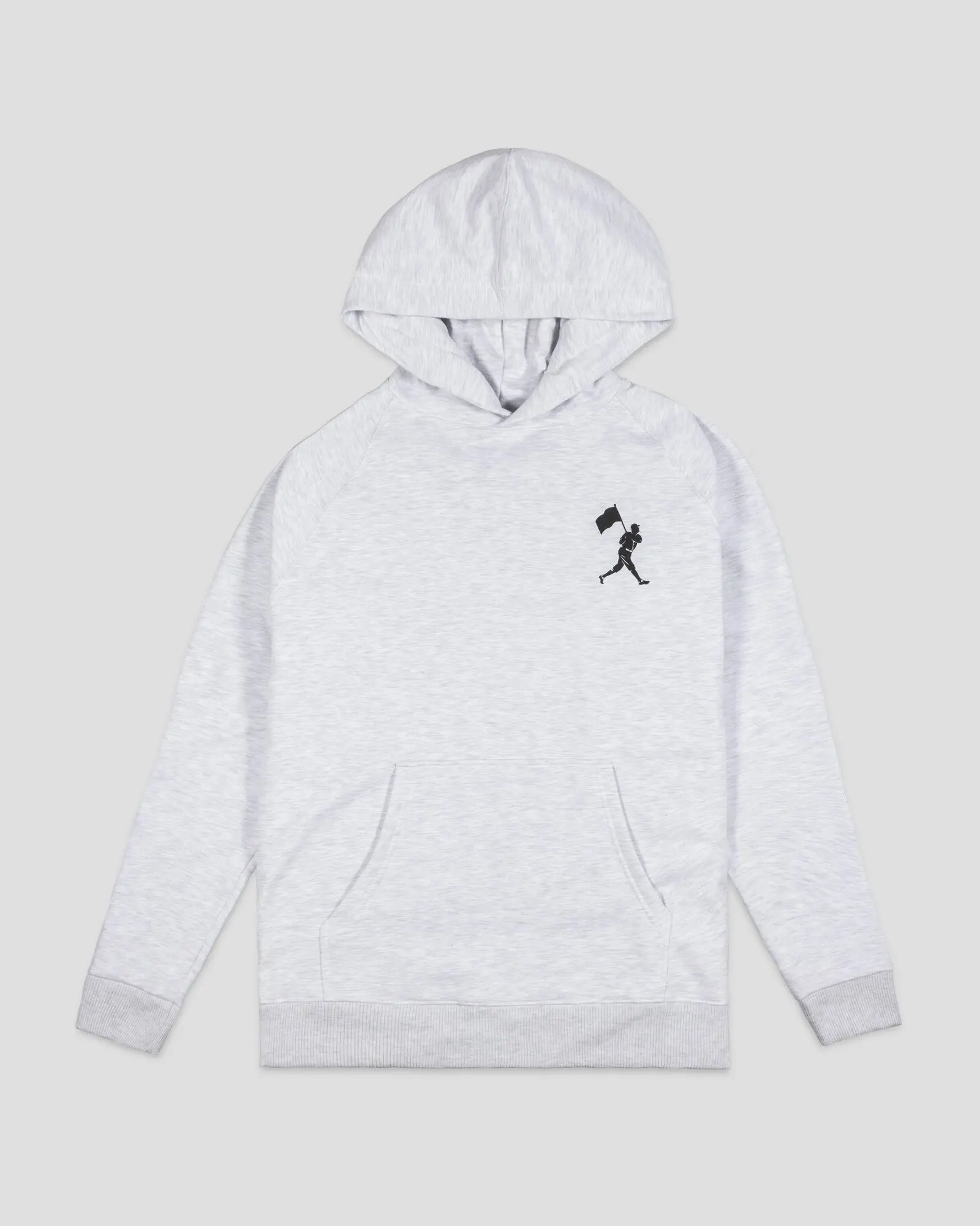 Women's Branded Cotton Hoodie - Heather White, Baseball-Inspired, Simple Design, Casual Style, Soft Fabric