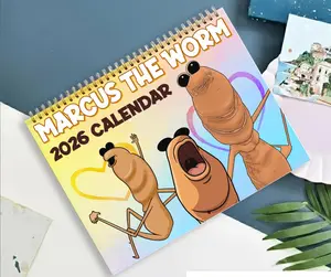 Marcus the Worm 2026 Wall Calendar, Collectible Meme Art Gift, Funny VRChat Inspired Planner, Aesthetic Worm Character Decor