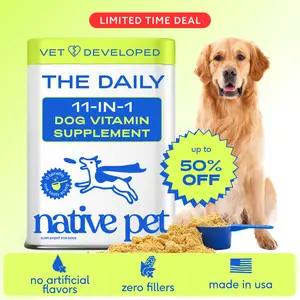 Native Pet The Daily Dog Vitamins & Supplements - 11-in-1 Vitamin Powder for Dog Food Topper - Collagen, Glucosamine, Probiotics, Omega & More- Supports Healthy Gut, Mobility & Overall Health