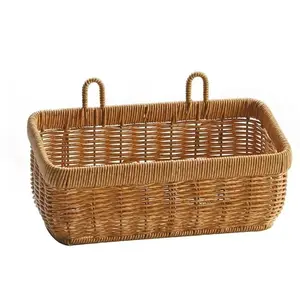 Wall Mounted Storage Basket, 1 Count Kitchen Wall Hanging Basket, Rattan Basket, Multipurpose Basket, Home Organization and Storage Supplies for Kitchen Bathroom Bedroom Living Room Dorm Office Desk, Hangable, Organizer Storage