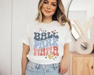 Ballpark Mama T-Shirt - Dual Baseball and Softball Mom Shirt - Game Day Graphic Tee for Women - Versatile Sports Mom Apparel - Cute Softball Season Top