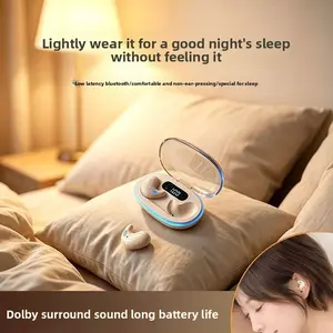 Mini ultra-thin ear-worn sleep headphones, invisible for side-sleeping, LED digital display of battery level, water-resistant and sweat-proof during exercise, low-latency design for gaming, specially designed for sleepers.